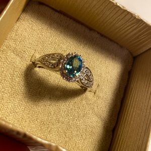 Blue zircon ring